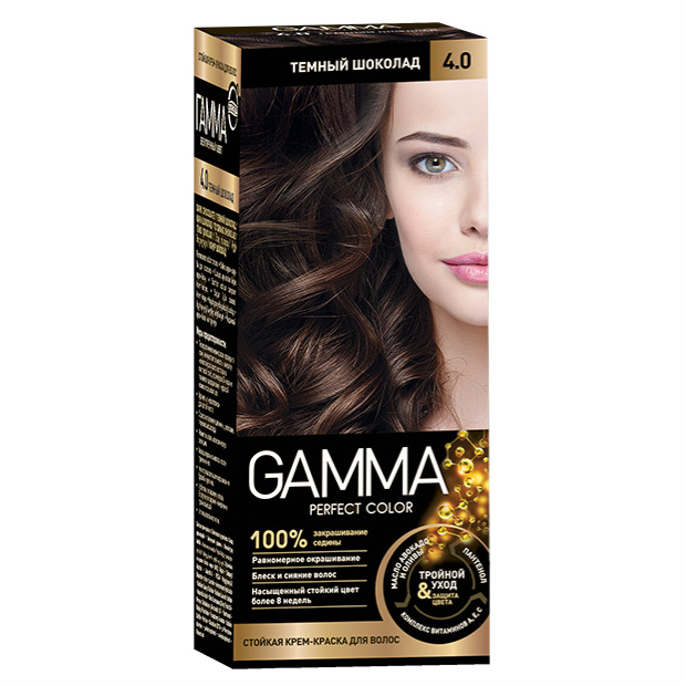 Картинка Крем-краска для волос Gamma Perfect color 4.0 Темный шоколад, 100 гр BeautyConceptPro