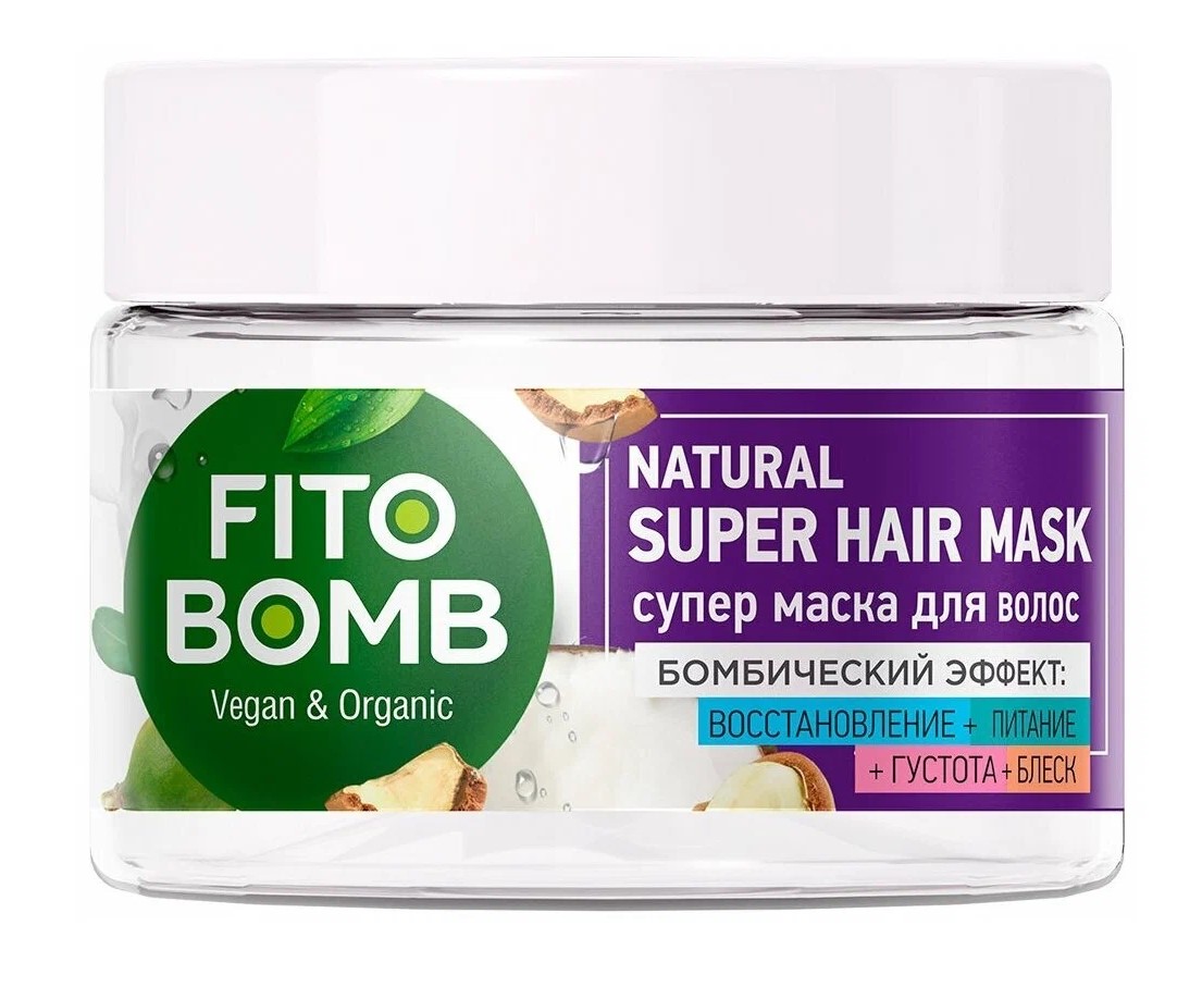 Картинка Супер маска для волос "Fito Bomb" Восстановление + Питание + Густота + Блеск Fito Косметик, 250мл BeautyConceptPro