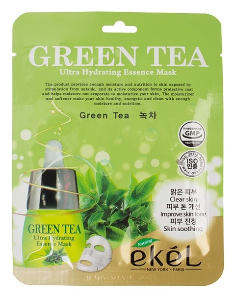 Картинка Тканевая маска с зеленым чаем Ekel Ultra Hydrating Essence Mask Green Tea, 25 мл BeautyConceptPro