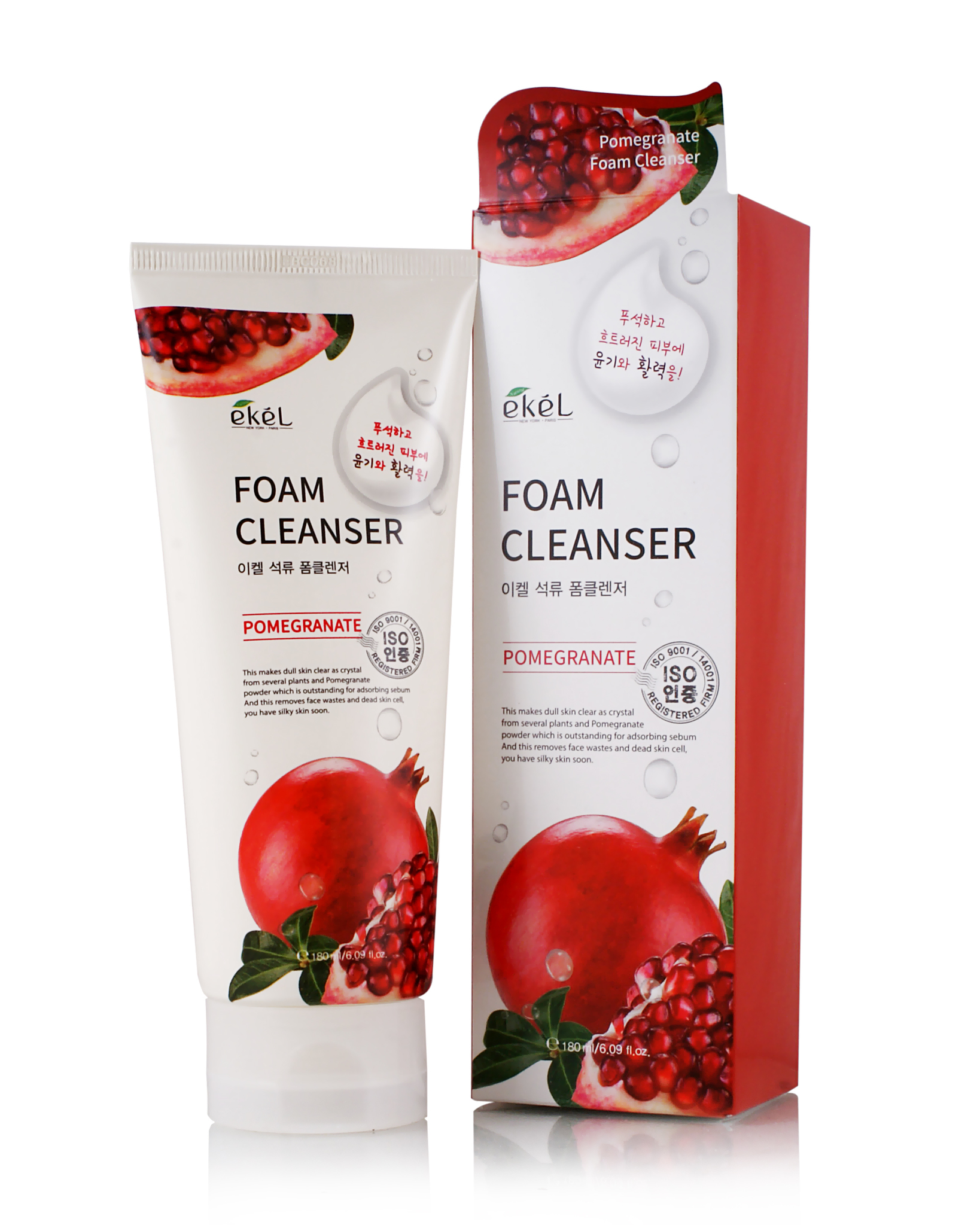 Картинка Пена для умывания с экстрактом граната Ekel Foam Cleanser Pomegrante, 180 мл BeautyConceptPro
