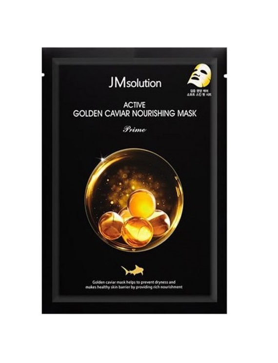 Картинка Ультратонкая тканевая маска с золотом и икрой JMsolution Active Golden Caviar Nourishing Mask Prime, 30 мл BeautyConceptPro