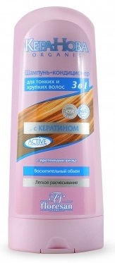 Картинка Флоресан Кера-Нова Шампунь-кондиционер, для тонких и хрупких волос 3 в 1, 400 мл. BeautyConceptPro