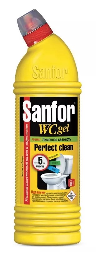 Картинка Чистящее средство WC gel Лимонная свежесть Sanfor, 750 мл BeautyConceptPro