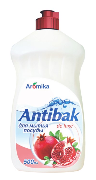 Картинка Гель для мытья посуды Antibak De Luxe Гранатовый фреш Aromika, 500 мл BeautyConceptPro