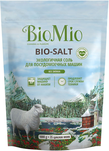 Картинка Эко соль для всех типов посудомоечных машин Bio-Salt, 1 кг BeautyConceptPro