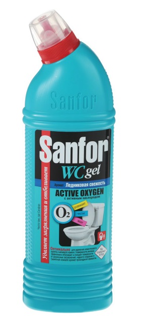 Картинка Чистящее средство WC gel Active Oxygen Ледниковая свежесть Sanfor, 750 мл BeautyConceptPro