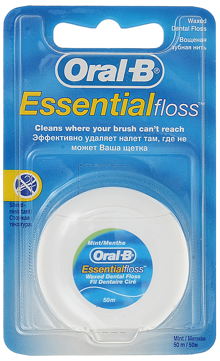 Картинка Зубная нить Oral-B Essential Floss Mint вощеная, 50 м BeautyConceptPro