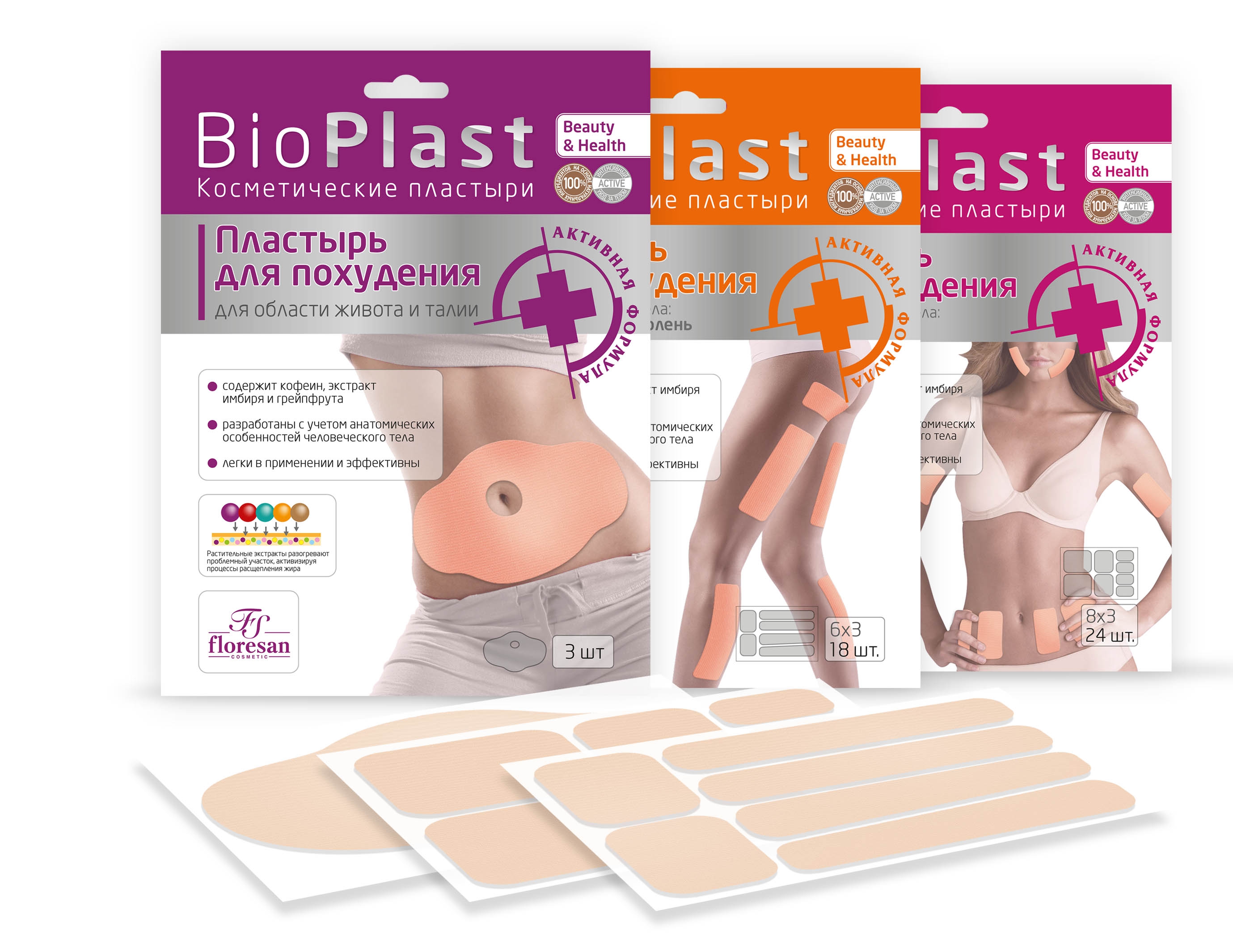 Картинка Флоресан Bio Plast Пластырь для похудения для верхней части тела: лицо, руки, бока, 33 г. BeautyConceptPro