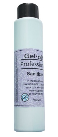 Картинка Антибактериальное универсальное очищающее средство для рук и ногтей Gel off Sanitizer Professional, 500 мл BeautyConceptPro