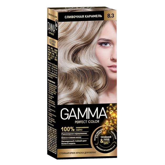 Картинка Крем-краска для волос Gamma Perfect color 8.3 Сливочная карамель, 100 гр BeautyConceptPro
