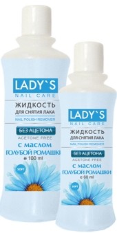 Картинка LADY`S Жидкость для снятия лака без ацетона с маслом голубой ромашки, 60 мл BeautyConceptPro
