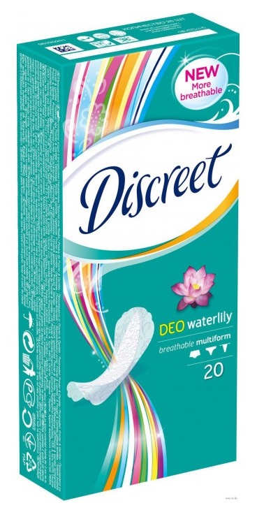 Картинка Женские гигиенические прокладки на каждый день Deo Water Lily Single Discreet, 20 шт BeautyConceptPro