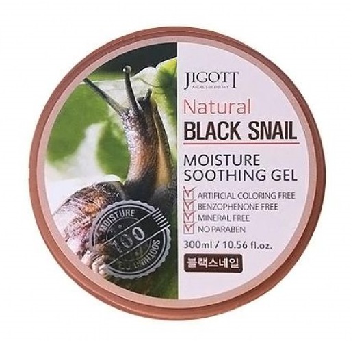 Картинка Увлажняющий унивесальный гель с муцином улитки Natural Black Snail Moisture Soothing Gel Jigott, 300 мл BeautyConceptPro