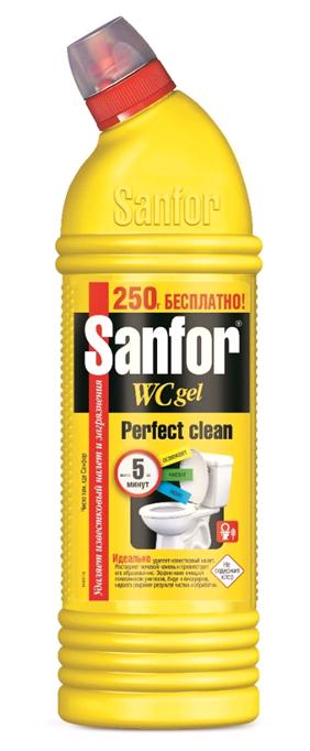 Картинка Чистящее средство WC gel Лимонная свежесть Sanfor, 750мл+250мл бесплатно BeautyConceptPro