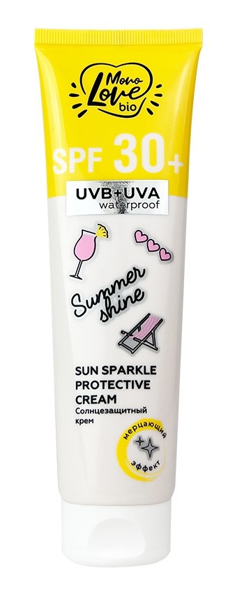 Картинка MonoLove Bio cолнцезащитный крем Summer Shine SPF 30+ 100мл с мерцающим эффектом BeautyConceptPro