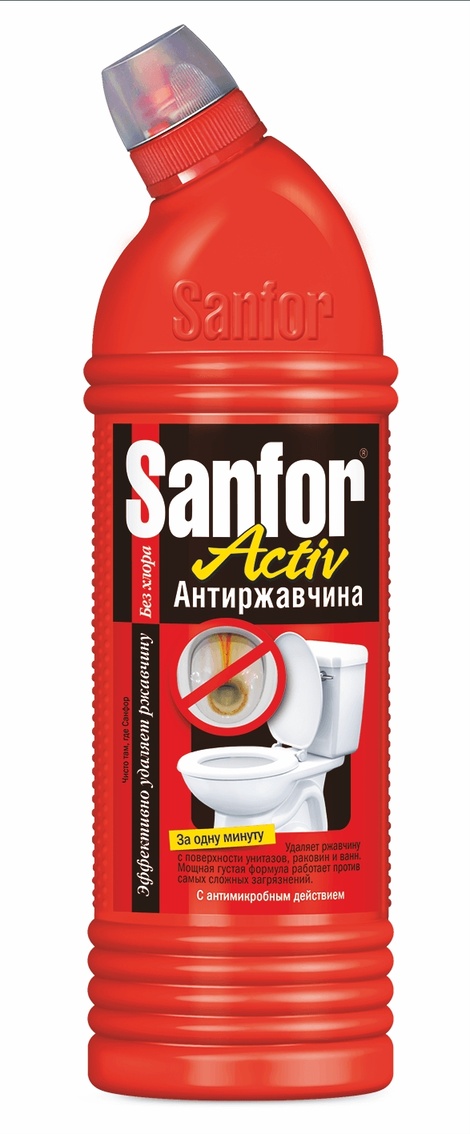 Картинка Средство для чистки и дезинфекции Антиржавчина Sanfor Activ, 750 мл BeautyConceptPro