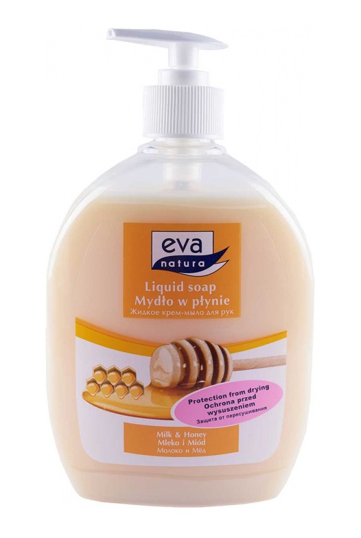 Картинка Жидкое крем-мыло для рук Молоко и Мёд Eva Natura, 500 мл BeautyConceptPro