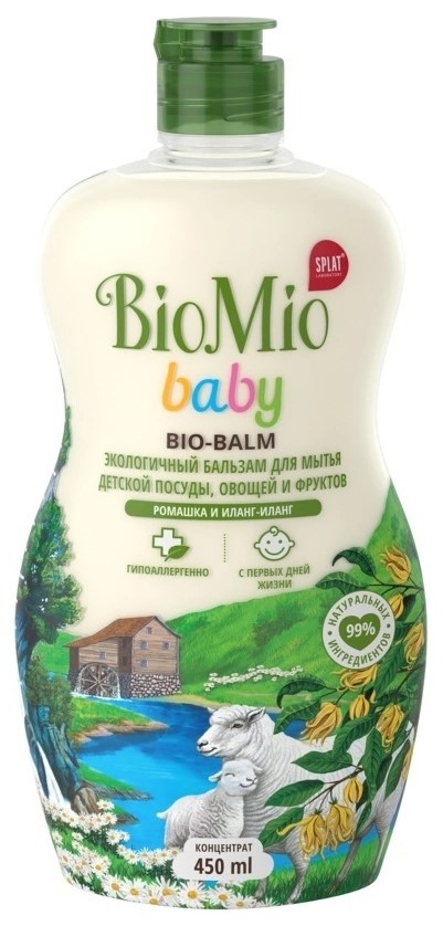 Картинка Бальзам для мытья детской посуды Ромашка и иланг-иланг BioMio Baby Bio-Balm, 450 мл BeautyConceptPro