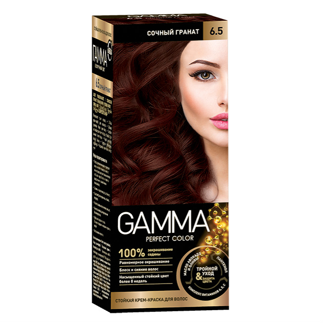 Картинка Крем-краска для волос Gamma Perfect color 6.5 Сочный гранат, 100 гр BeautyConceptPro