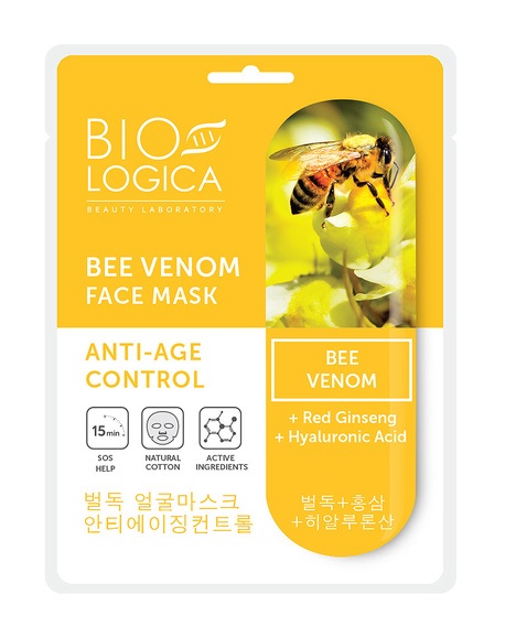 Картинка Маска тканевая для лица Bee Venom "Антивозрастной уход" с пчелиным ядом Biologika, 22 мл BeautyConceptPro