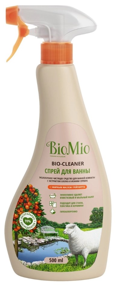 Картинка Средство для ванной комнаты эко с эфирным маслом грейпфрута BioMio Bathroom Cleaner, 500 мл BeautyConceptPro