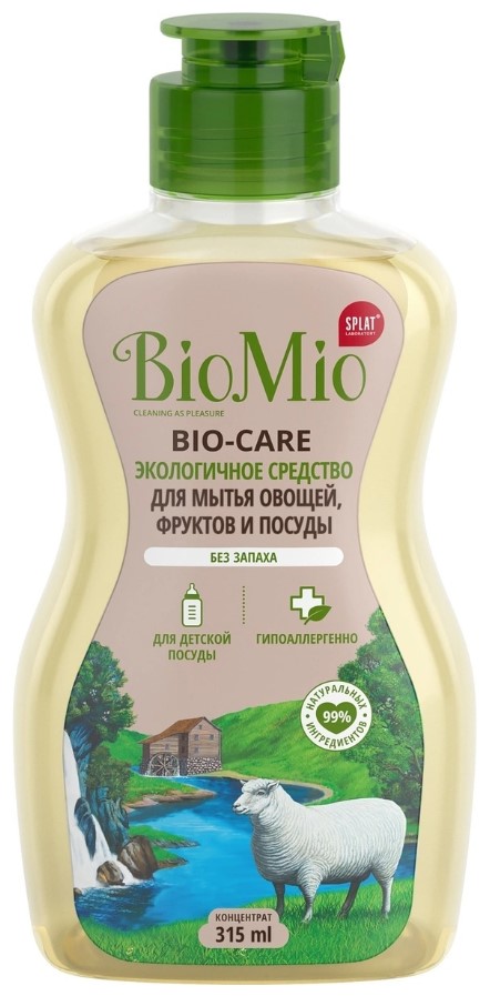 Картинка Средство для мытья посуды, овощей и фруктов, без запаха BioMio Bio-Care, 315 мл BeautyConceptPro