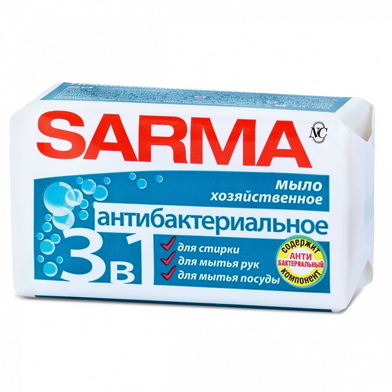 Картинка Хозяйственное мыло антибактериальное Сарма, 140 гр BeautyConceptPro