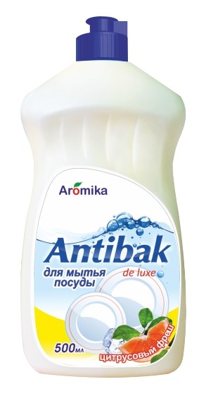 Картинка Гель для мытья посуды Antibak De Luxe Цитрусовый фреш Aromika, 500 мл BeautyConceptPro