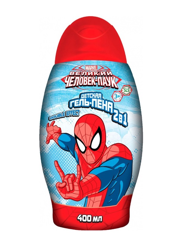 Картинка Spider Man Гель-пена для ванны 2в1 "Double effect", детский, 400 мл BeautyConceptPro