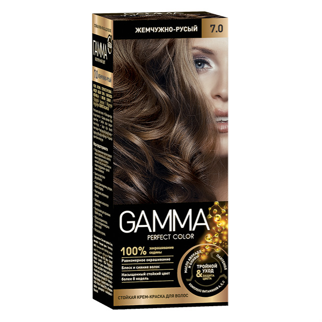 Картинка Крем-краска для волос Gamma Perfect color 7.0 Жемчужно-русый, 100 гр BeautyConceptPro