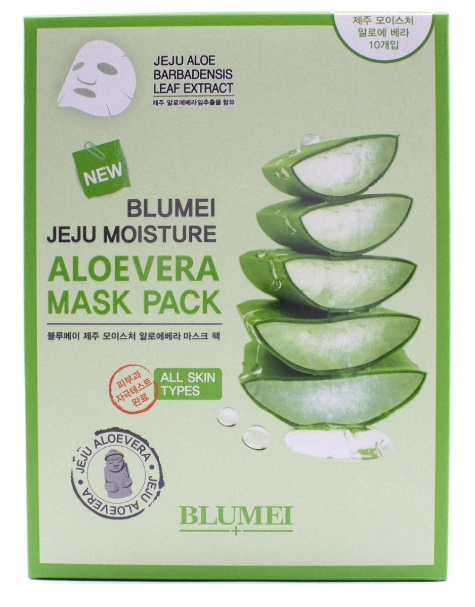 Картинка Тканевая маска для лица с Алоэ Blumei Jeju Moisture Aloe Mask, 10*23 гр BeautyConceptPro