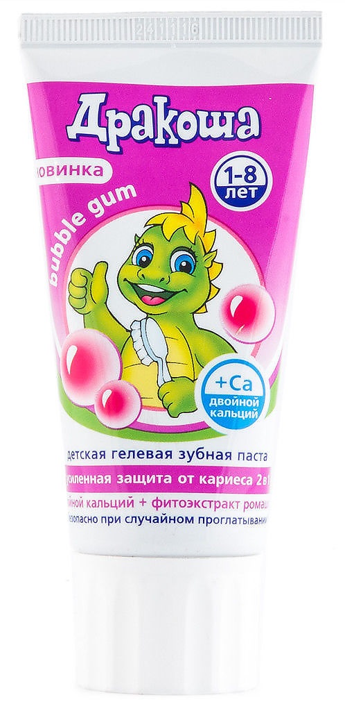 Картинка Зубная паста детская гелевая Bubble gum Дракоша 1-8 лет, 60 мл BeautyConceptPro