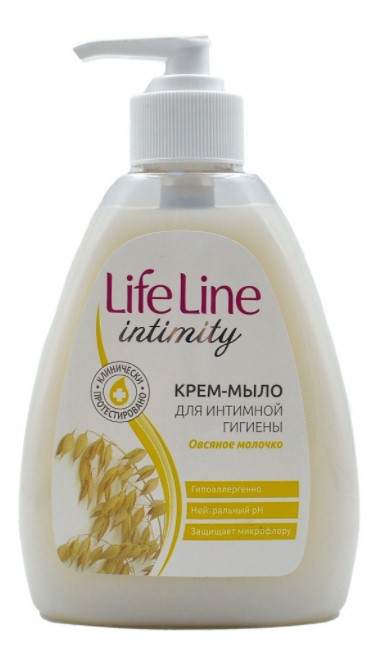 Картинка Жидкое крем-мыло для интимного ухода Овсяное молочко Life line, 280 г BeautyConceptPro