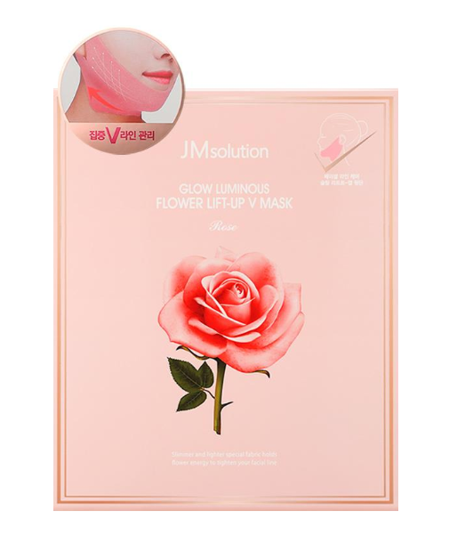 Картинка Лифтинг-маска для шеи и подбородка с розовой водой и цветочными экстрактами JMsolution, 20 гр BeautyConceptPro