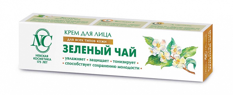 Картинка Крем для лица Зелёный чай для всех типов кожи Невская косметика, 40 мл BeautyConceptPro