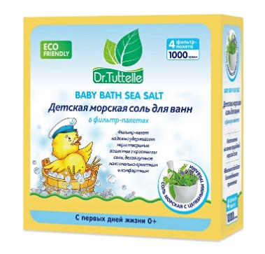 Картинка Детская морская соль для ванн Dr. Tuttelle (BabyLine) с целебными травами, 1000 гр BeautyConceptPro