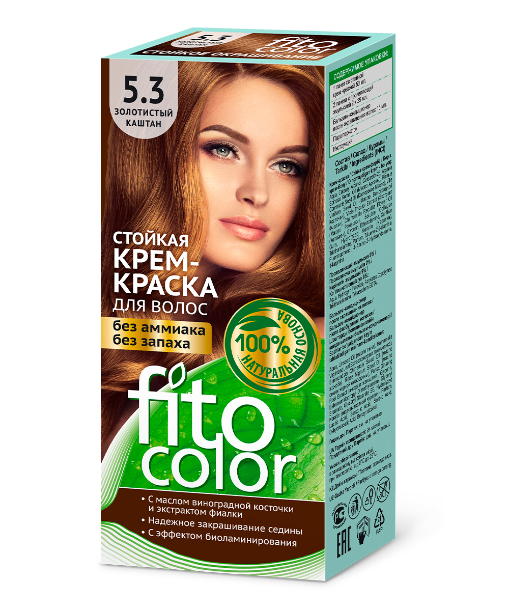 Картинка Фитокосметик Крем-краска для волос FitoColor тон 5.3 Золотистый каштан BeautyConceptPro