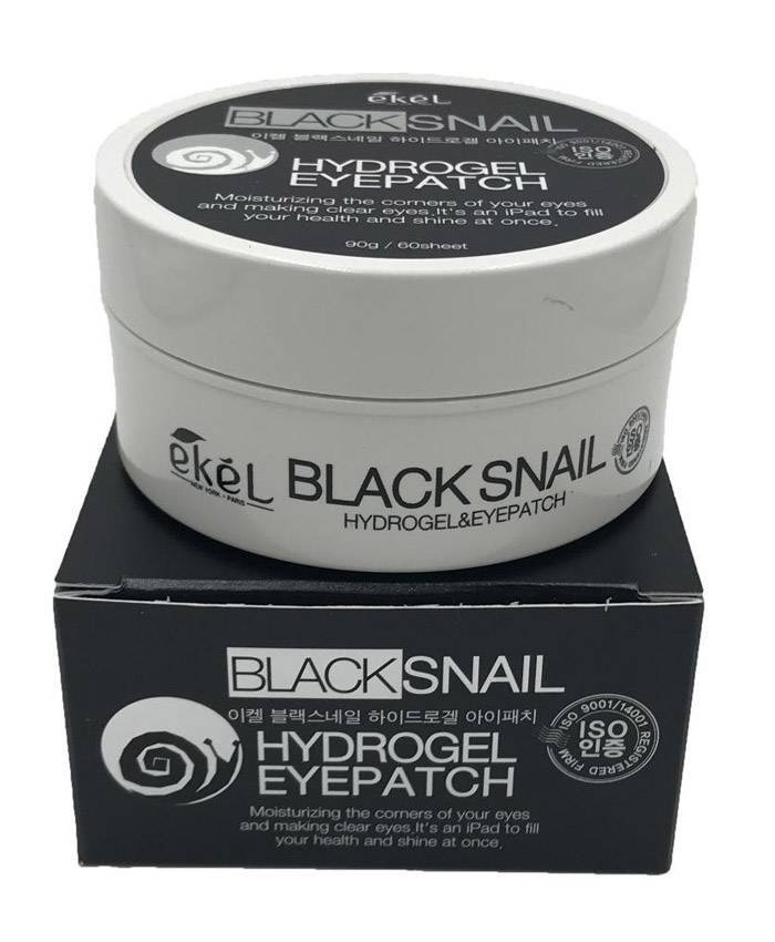 Картинка Патчи для глаз с экстрактом улиточного муцина Ekel Eye Patch Black Snail, 90 гр/60 шт BeautyConceptPro