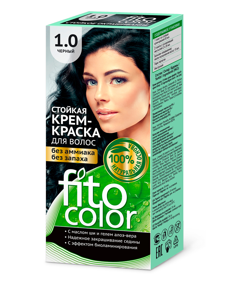 Картинка Фитокосметик Крем-краска для волос FitoColor тон 1.0 Черный BeautyConceptPro