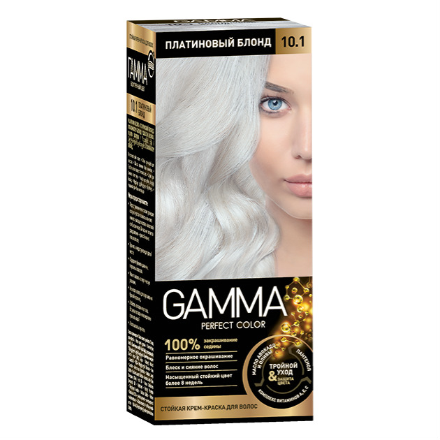 Картинка Крем-краска для волос Gamma Perfect color 10.1 Платиновый блондин, 50 гр BeautyConceptPro