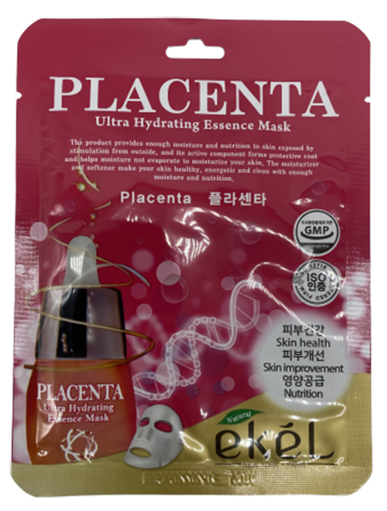 Картинка Тканевая маска с экстрактом биоплаценты Ekel Ultra Hydrating Essence Mask Placenta, 25 мл BeautyConceptPro
